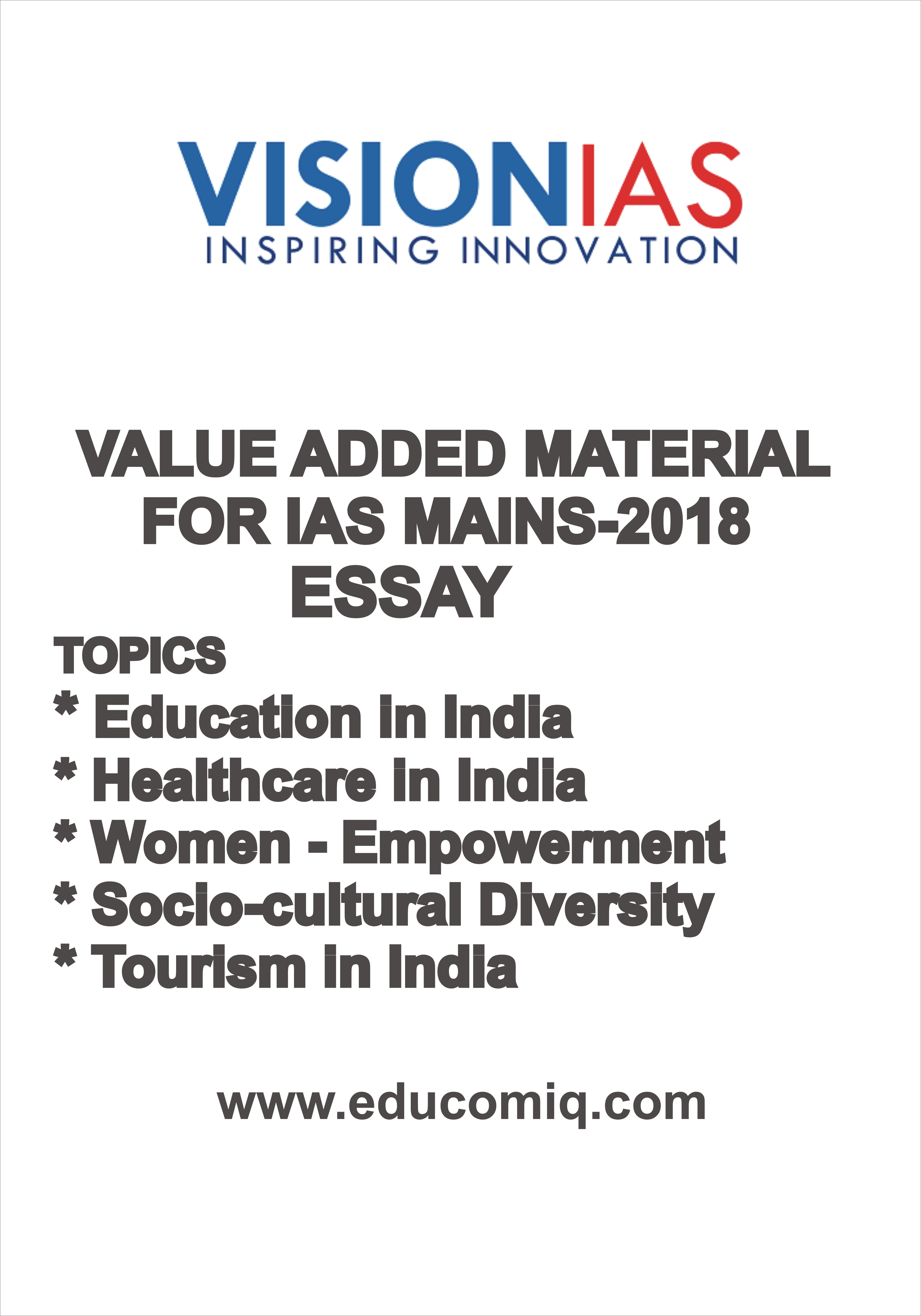 Vision Value Important Topics Essays And Paper I To IV IAS Mains