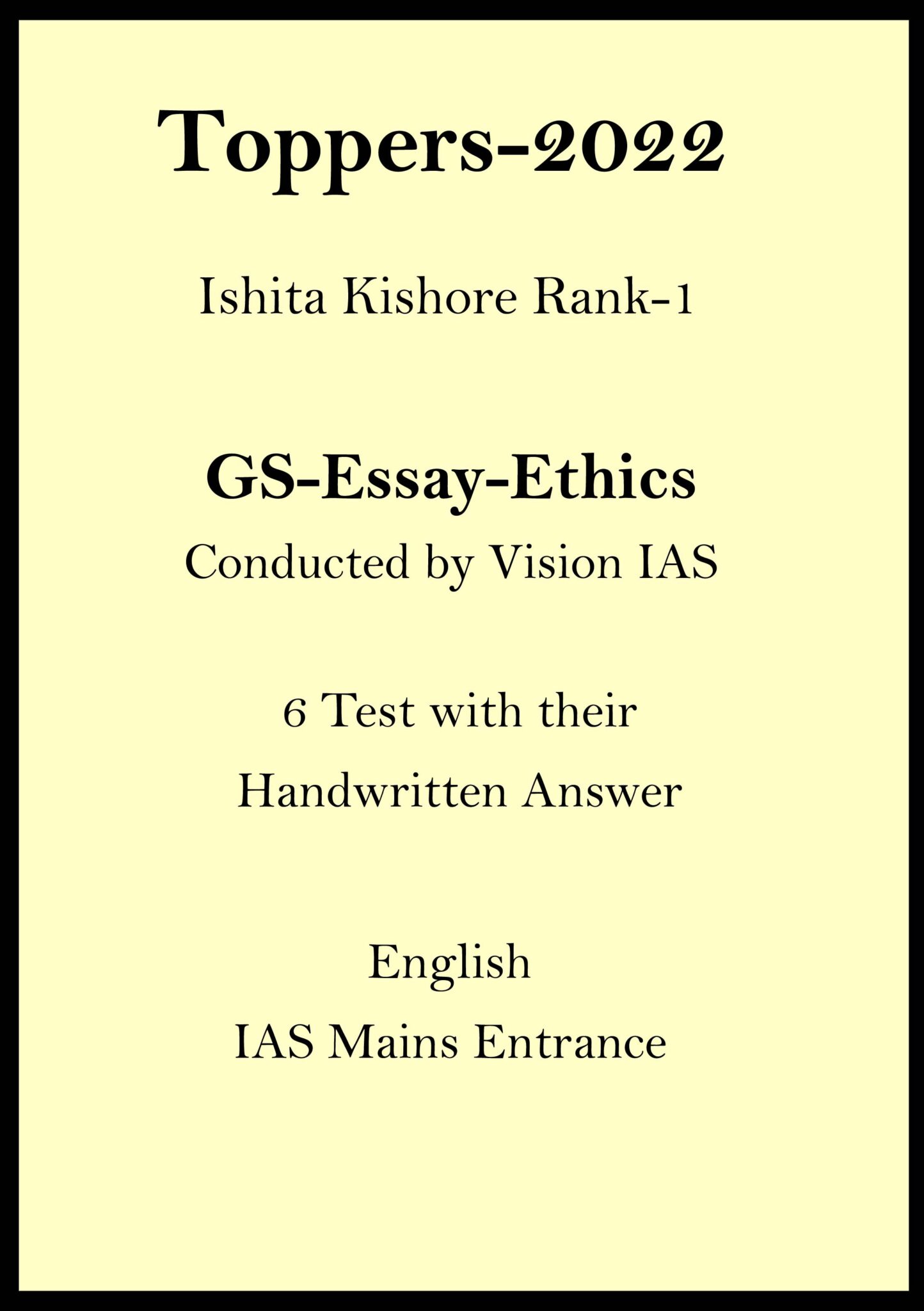 2022 Ias Topper Ishita Kishore Rank 1 Handwritten Test Copy In English 2022 Ias Topper Ishita Kishore Rank 1 Handwritten Test Copy In English