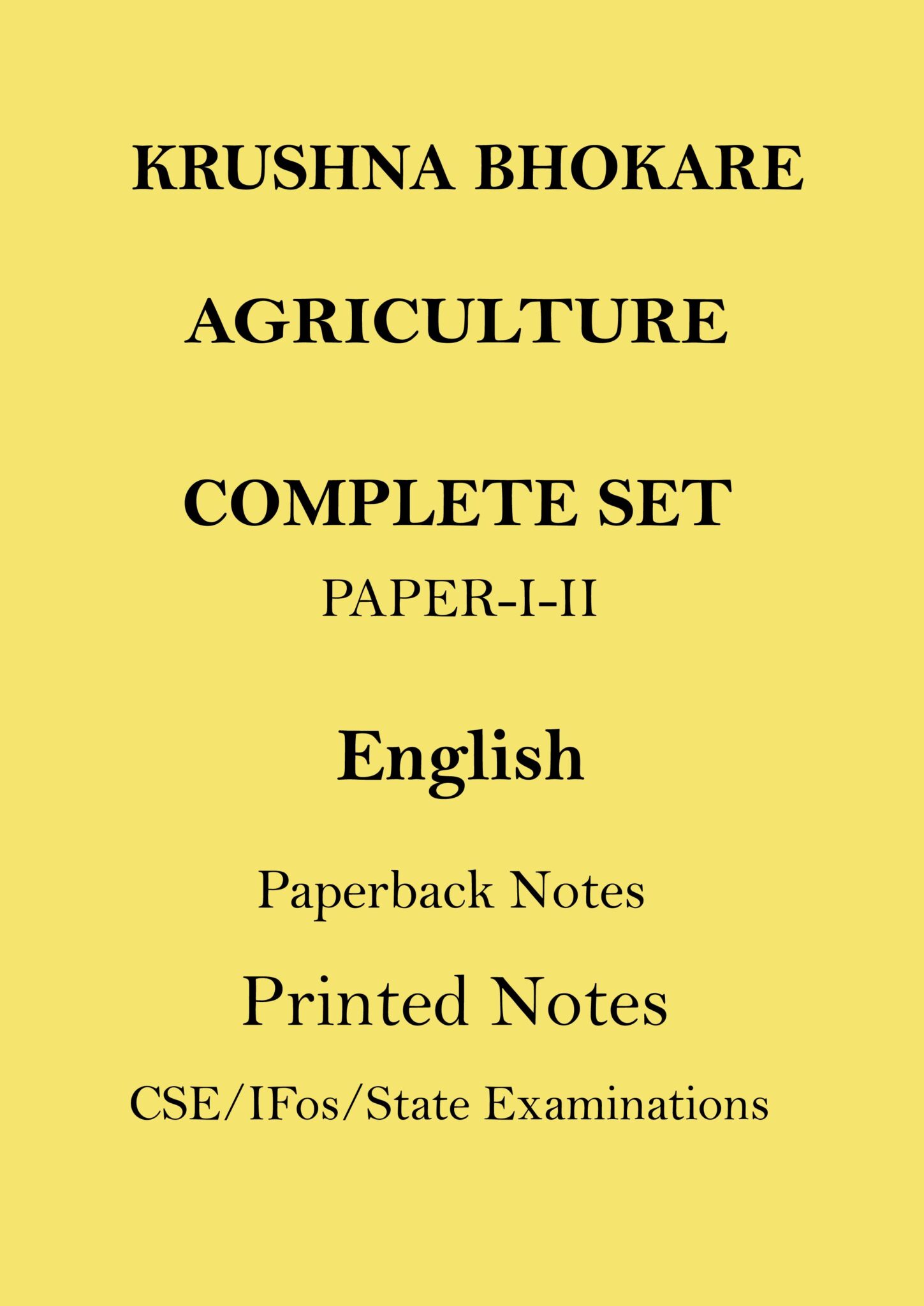Krushna Bhokare Agriculture Optional Printed Notes Of Paper 1 and 2 In ...