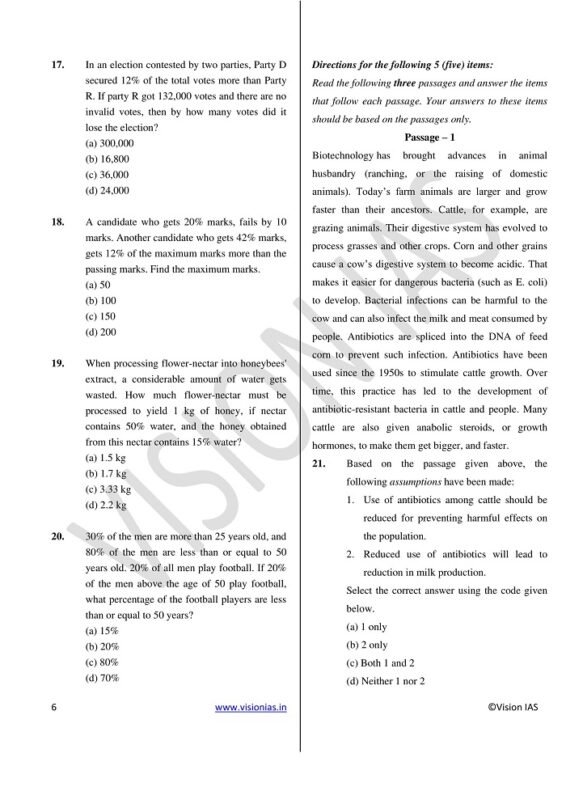 CSAT 14 Test Series by Vision IAS in English for Mains 2023