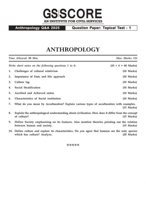IAS Topper Apala Mishra Rank-9 Anthropology Optional Notes with GS SCORE Test Series for UPSC Mains 2025-e