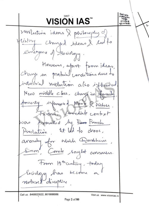 Sociology Test Copy by UPSC Topper Aayushi Bansal Rank-7 for Mains 2025 – Vision IAS-b