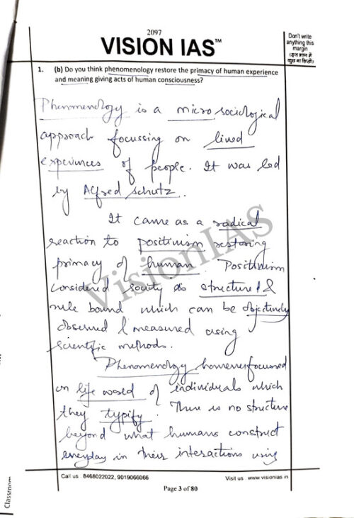 Sociology Test Copy by UPSC Topper Aayushi Bansal Rank-7 for Mains 2025 – Vision IAS-c