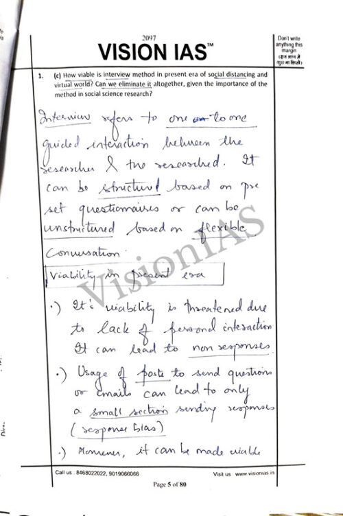 Sociology Test Copy by UPSC Topper Aayushi Bansal Rank-7 for Mains 2025 – Vision IAS-e