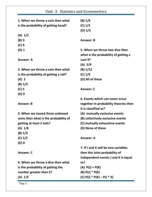 EduIQ Statistics and Econometrics (Unit-III) Printed Notes with MCQs by Bhardwaj Academy for NTA UGC NET/SET 2025-e