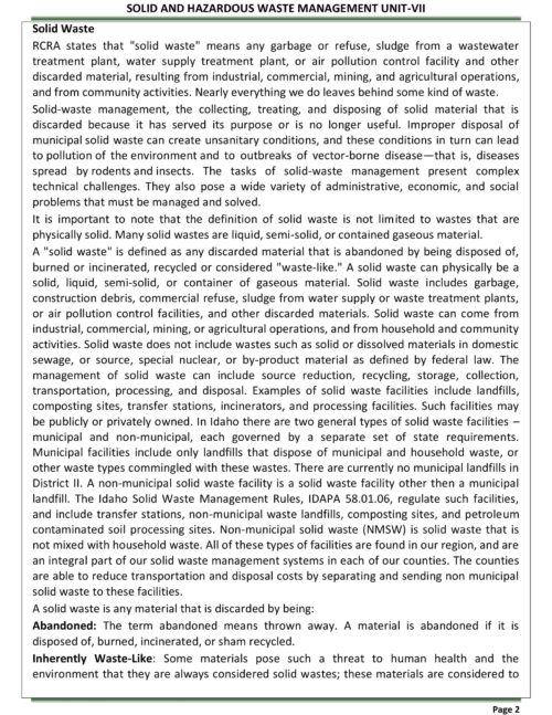 EduIQ Unit 7 & 8 Environmental Science Notes for UGC NET 2025, including Solid Waste Management and Environmental Legislation.-a