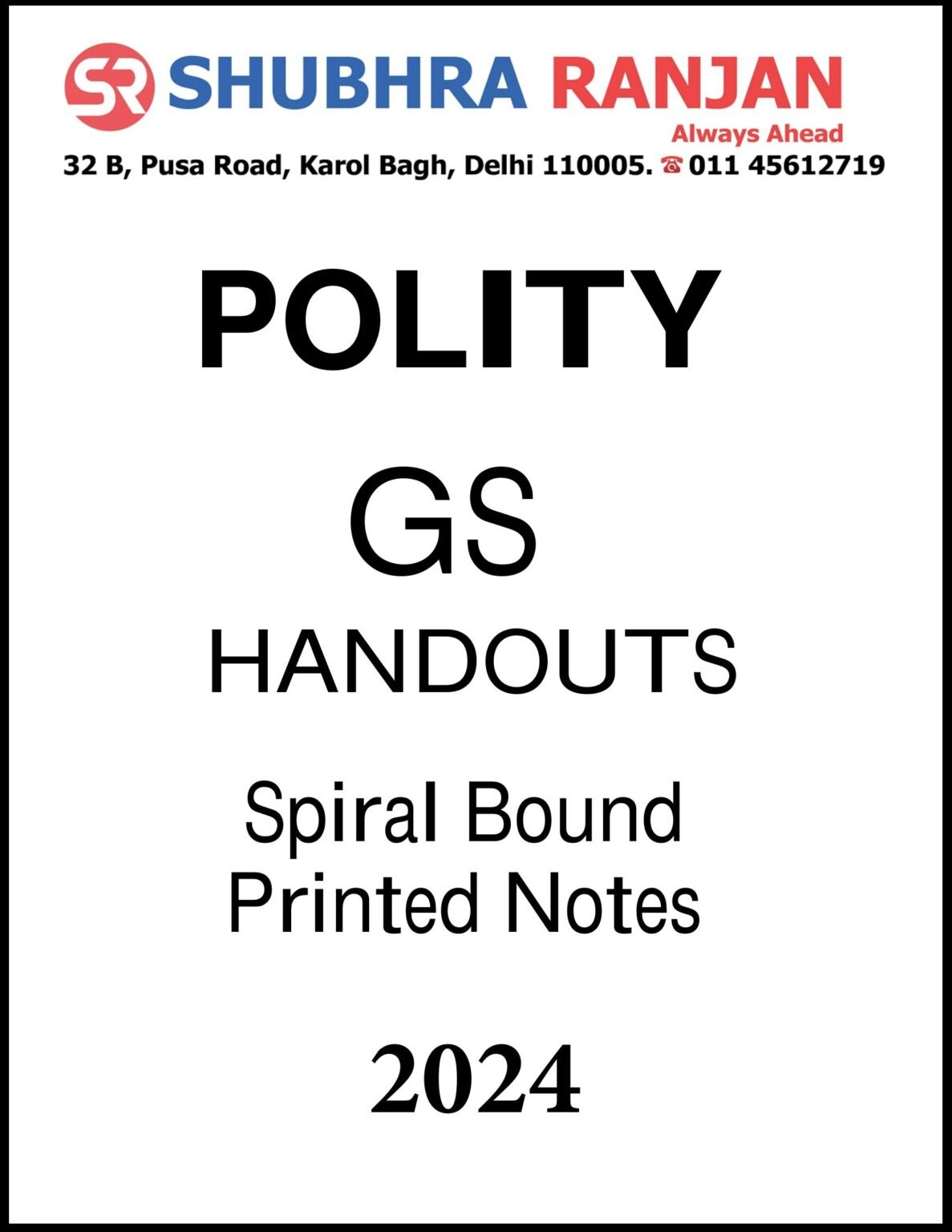 GS Polity Handout Printed Notes by Subhra Ranjan in English for IAS ...