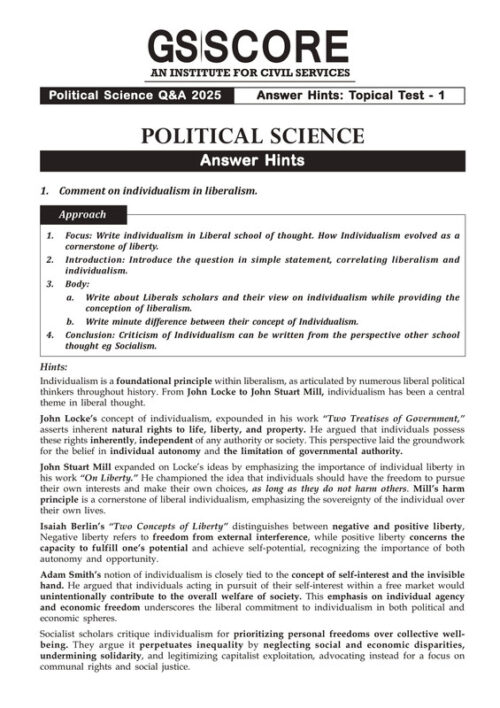 IAS PSIR Paper-I Printed Notes with GS SCORE Topical 5 Test for UPSC Mains-f