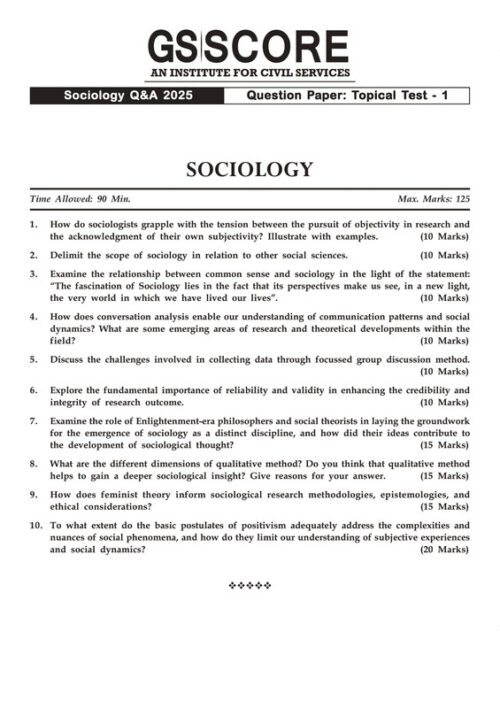 🔹 Alt Text: Sleepy IAS Sociology Optional Paper-I Notes with GS SCORE Topical 5 Test for UPSC Mains-e