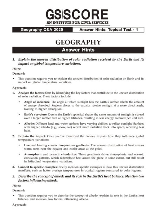 Indian Geography Optional Class Notes Paper 1 by Shabbir Sir with GS SCORE 5 Topical Test in English for UPSC Mains 2025-e