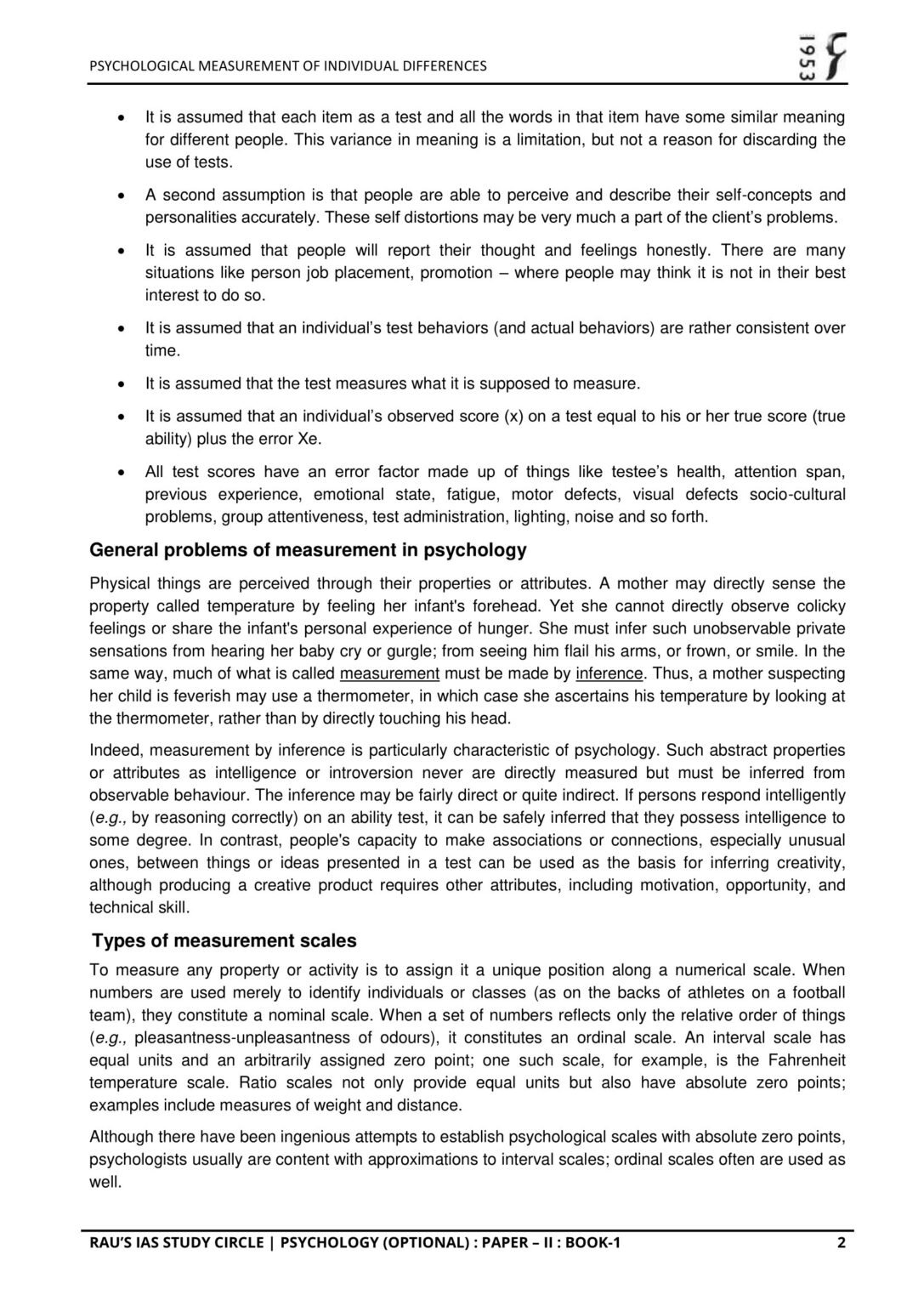 Psychology Optional Notes of Paper-2 by Rau IAS in English for UPSC ...