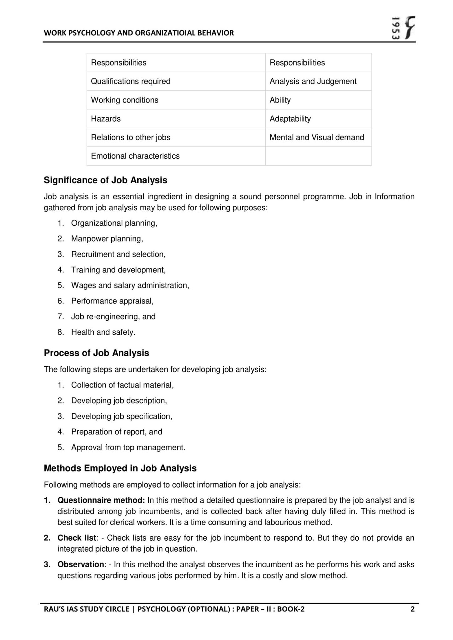 Psychology Optional Notes of Paper-2 by Rau IAS in English for UPSC ...