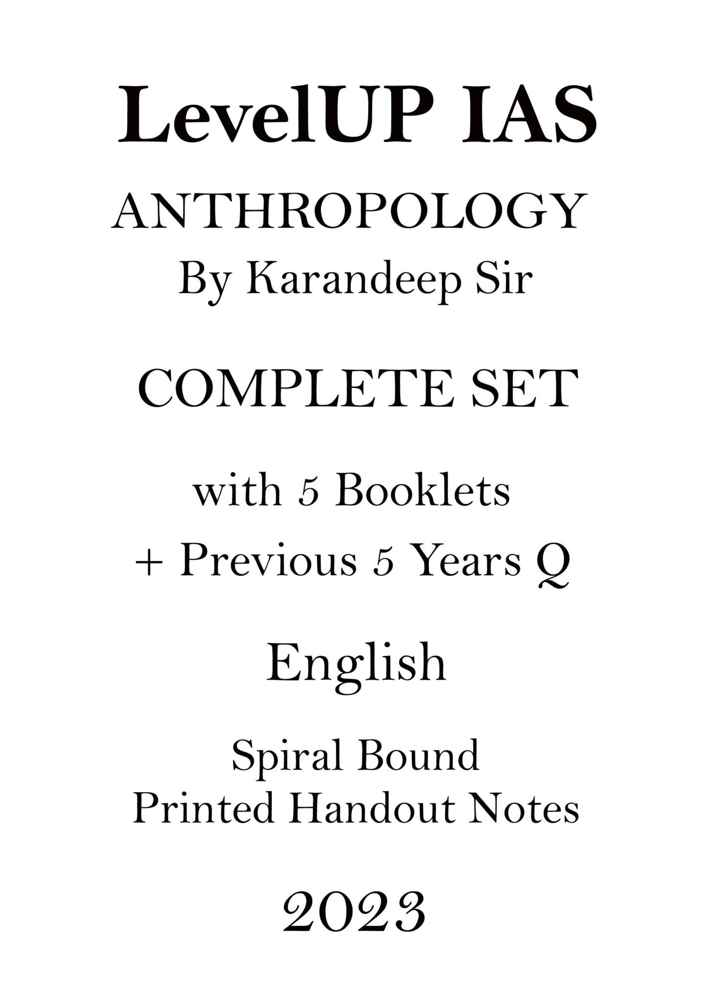 Karandeep Sir Full Set Anthropology Optional Printed Notes by LevelUP ...