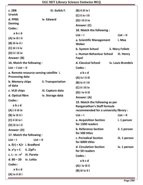 Eduiq Unit 8 to 10 Library Science Printed Notes with MCQs and Answers for CSIR UGC NET SET JRF Exam Preparation-e