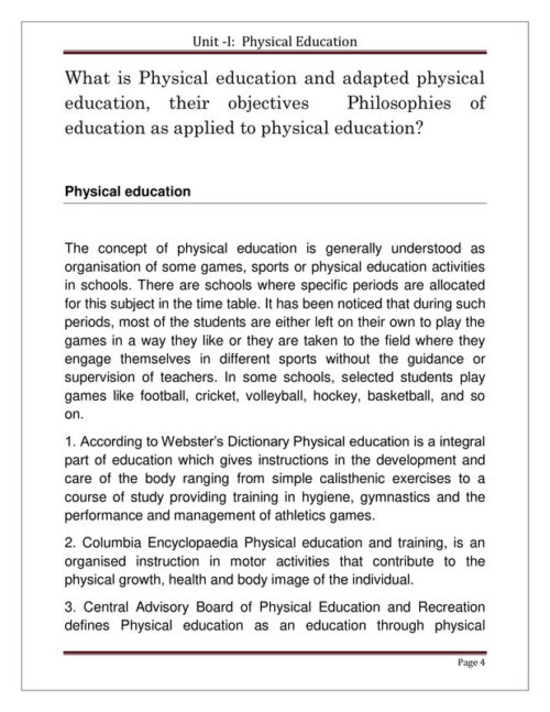EduIQ Physical Education Unit 1 and 2 Printed Notes with MCQs and Answers for CSIR UGC NET SET JRF exam preparation-d