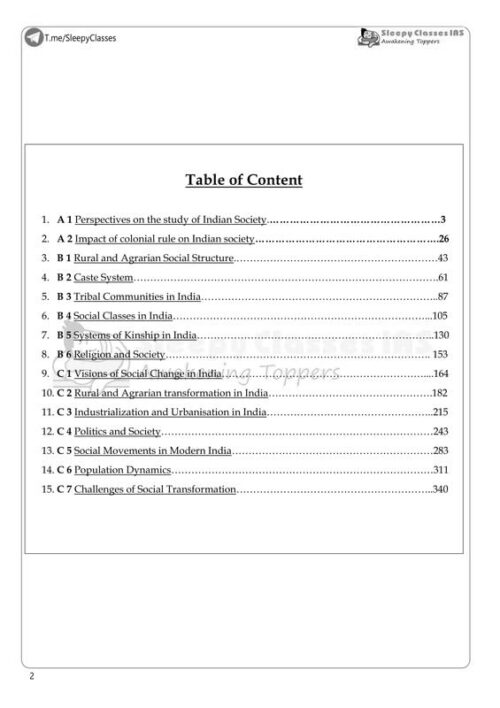Sleepy IAS Sociology Optional Paper-II Printed Notes with GS SCORE 5 Tests for UPSC Mains-a