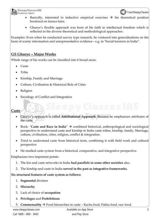 Sleepy IAS Sociology Optional Paper-II Printed Notes with GS SCORE 5 Tests for UPSC Mains-b