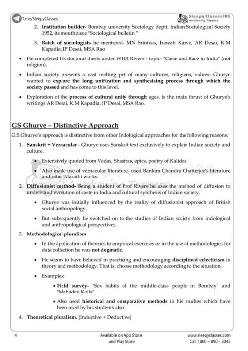 Sleepy IAS Sociology Optional Paper-II Printed Notes with GS SCORE 5 Tests for UPSC Mains-c