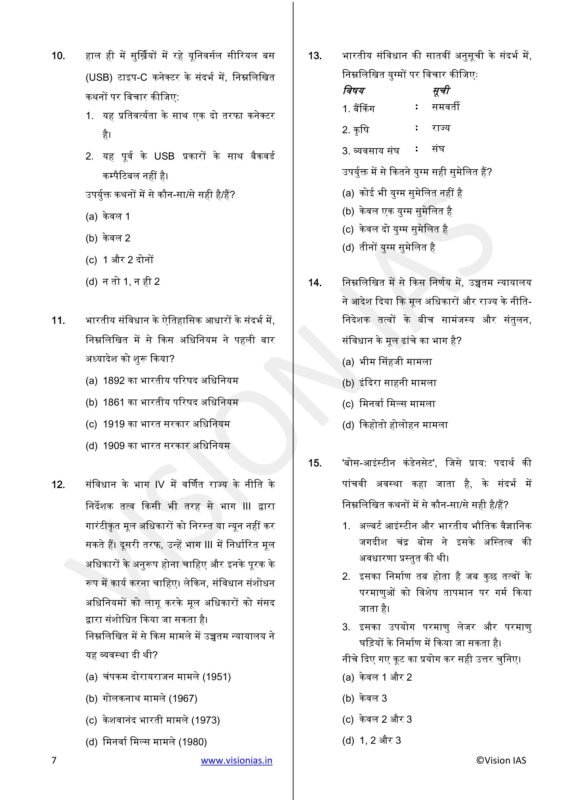 Vision IAS GS Prelims 10 Test Series in Hindi 2024